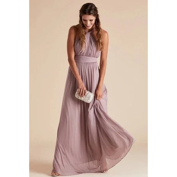 Birdy Grey Kiko Maxi Dress Halter Ruched Long Formal Bridesmaid Gown Curve Mauve - Picture 5 of 14